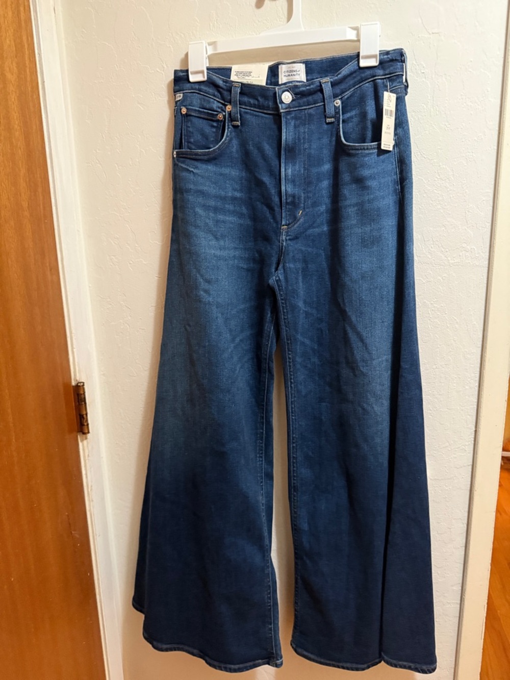 Wide Leg Dark Blue Denim Jeans